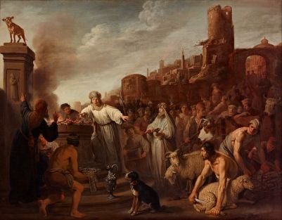 Jeroboam sacrificing to his idol, oil on canvas by Claes Corneliszoon Moeyaert, 1641
