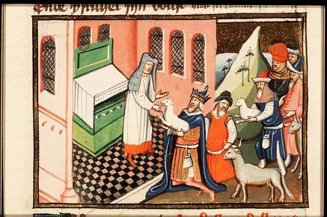 Solomon offering sacrifices